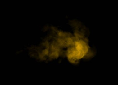 Sarı-altın duman grubunun girdap hareketi, soyut çizgi siyah arka planda izole