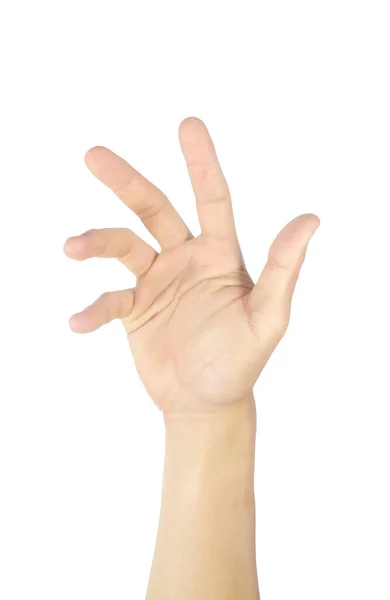 Права Долоня Чоловічої Руки Жести Символи Ізольовані Білому Тлі Відсічним — стокове фото