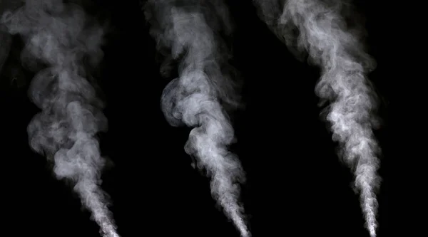 Weißwasserdampf Mit Sprühnebel Aus Dem Luftbefeuchter Vereinzelt Auf Schwarzem Hintergrund — Stockfoto