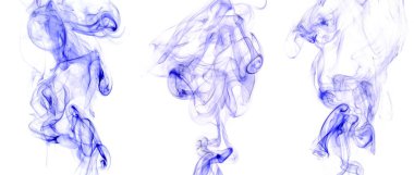 Mavi duman grubunun girdap hareketi, soyut çizgi beyaz arkaplanda izole edildi