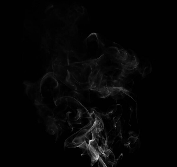 Swirling movement of white smoke group, abstract line Isolated on black background