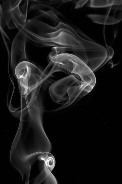Swirling movement of white smoke group, abstract line Isolated on black background