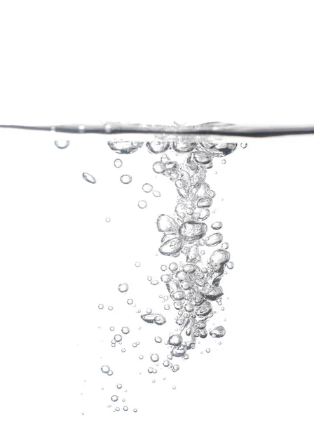 Черные Пузыри Прозрачной Жидкости Водой Вытекающей Поверхность Изолированные Белом Фоне — стоковое фото