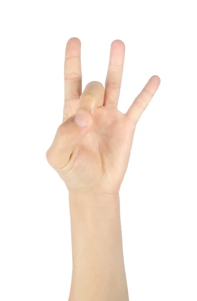 Pravá Dlaň Gesta Symboly Mužské Ruky Izolované Bílém Pozadí Oříznutou — Stock fotografie
