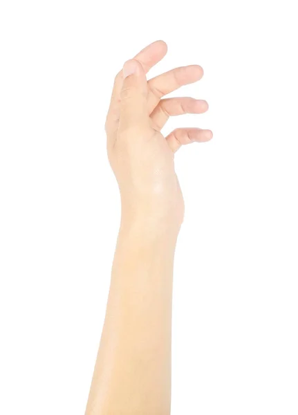 Αριστερό Χέρι Χειρονομία Και Ανδρικό Χέρι Σημάδι Απομονώνονται Λευκό Φόντο — Φωτογραφία Αρχείου