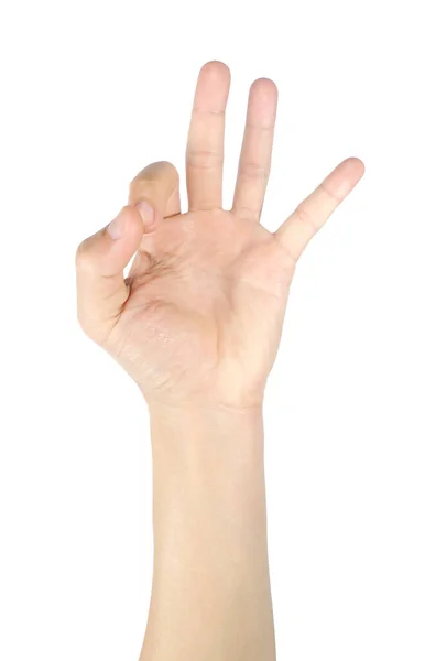 Rechte Handfläche Männliche Handgesten Und Symbole Isoliert Auf Weißem Hintergrund — Stockfoto