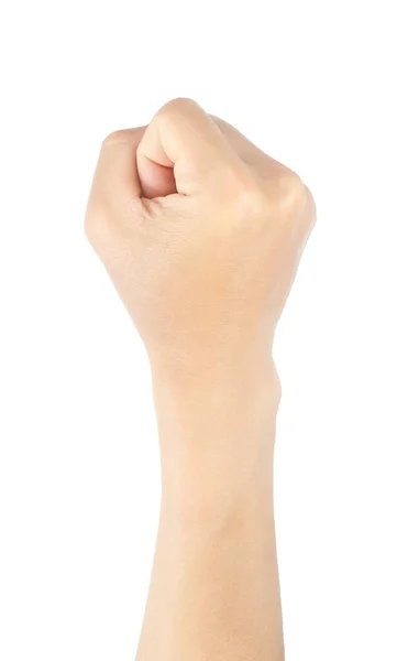 Fechar Homens Sinal Mão Levantar Mão Levantar Punho Gestos Símbolos — Fotografia de Stock