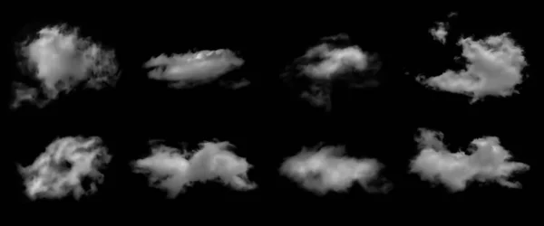 Conjunto Niebla Nubes Blancas Neblina Para Diseños Aislados Sobre Fondo —  Fotos de Stock