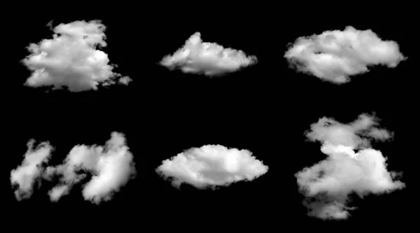 Колекція Туману Білих Хмар Або Туману Дизайну Ізольовані Чорному Тлі — стокове фото