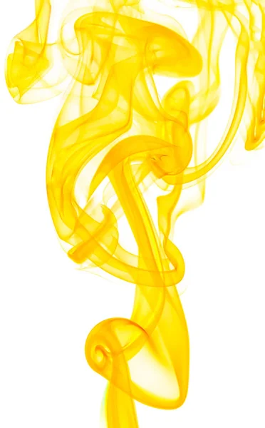 Swirling Movement Yellow Smoke Group Abstract Line Isolated White Background — Fotografia de Stock