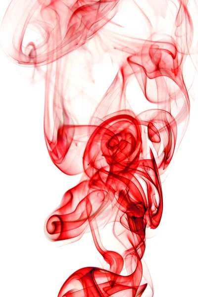 Swirling Movement Red Smoke Group Abstract Line Isolated White Background — Stock Photo, Image