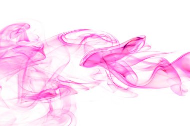 Pembe duman grubunun dönen hareketi, soyut çizgi beyaz arkaplanda izole edildi