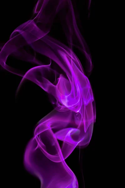 Вихревое Движение Розовой Группы Дыма Абстрактная Линия Изолированы Черном Фоне — стоковое фото