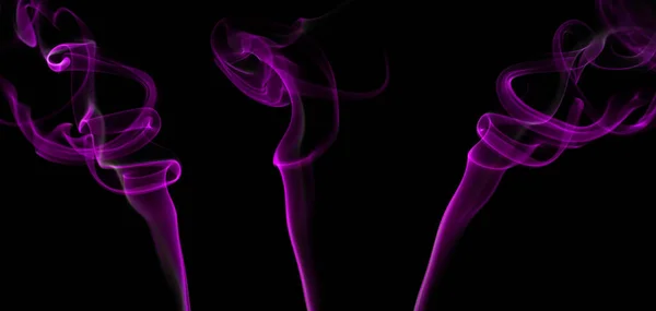 Collection Swirling Movement Purple Smoke Group Abstract Line Isolated Black — Stock Photo, Image