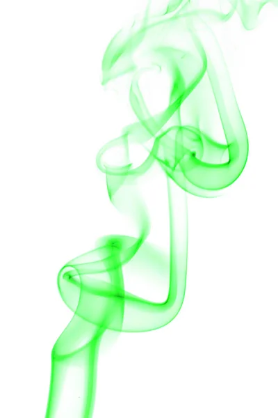 Swirling Movement Green Smoke Group Abstract Line Isolated White Background — Stock Photo, Image