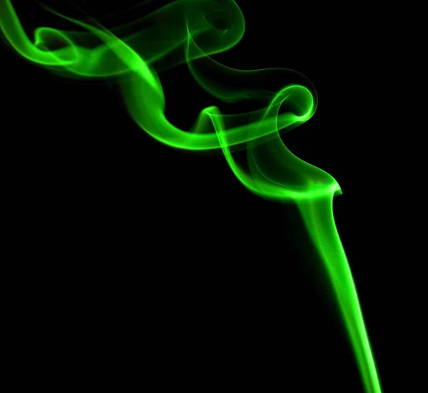 Swirling Movement Green Smoke Group Abstract Line Isolated Black Background — Stock Photo, Image