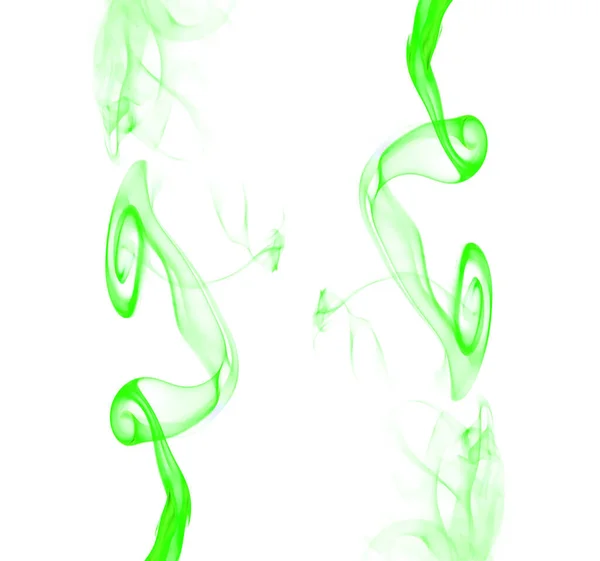 Swirling Movement Green Smoke Group Abstract Line Isolated White Background — Stock Photo, Image