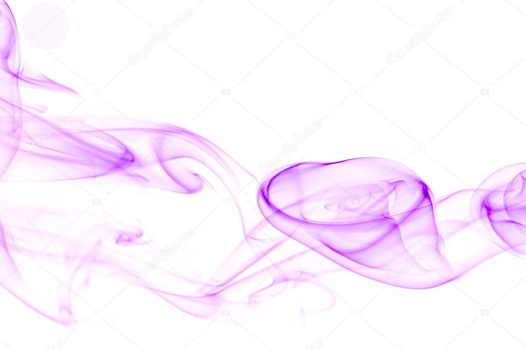 Swirling motion of Purple smoke or fog group, abstract line isolated on white background