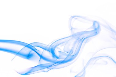 Mavi duman grubunun girdap hareketi, soyut çizgi beyaz arkaplanda izole edildi