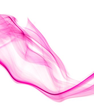 Pembe duman grubunun dönen hareketi, soyut çizgi beyaz arkaplanda izole edildi