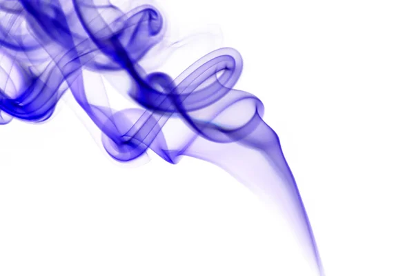青い煙団の渦巻く動き抽象的な線白い背景に隔離された — ストック写真