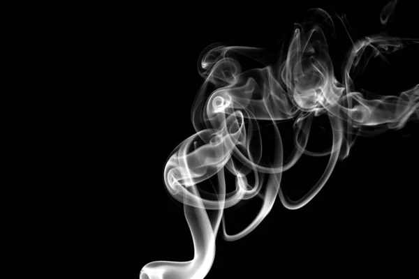 Вихревое Движение Группы Белого Дыма Абстрактная Линия Изолирована Черном Фоне — стоковое фото