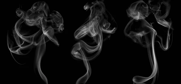 Set Wirbelnde Bewegung Der Weißen Rauchgruppe Abstrakte Linie Isoliert Auf — Stockfoto