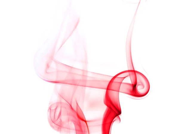 Movimento Rodopiante Grupo Fumaça Vermelha Linha Abstrata Isolado Fundo Branco — Fotografia de Stock