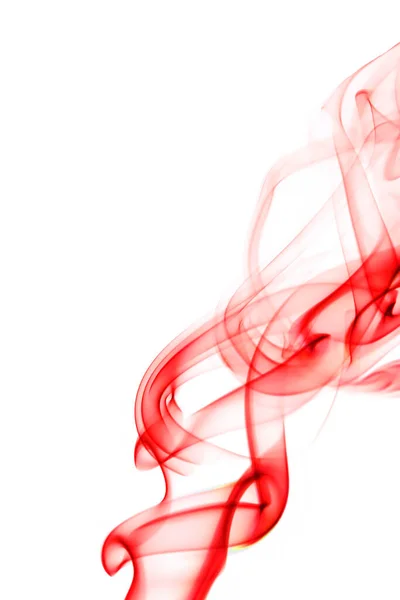Wirbelnde Bewegung Der Roten Rauchgruppe Abstrakte Linie Auf Weißem Hintergrund — Stockfoto