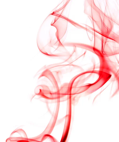 Swirling Movement Red Smoke Group Abstract Line Isolated White Background — Stock Photo, Image