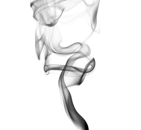 黒煙団の渦巻く動き抽象的な線白い背景に孤立 — ストック写真