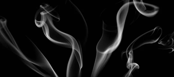 Coleção Movimento Rodopiante Grupo Fumaça Branca Linha Abstrata Isolado Fundo — Fotografia de Stock