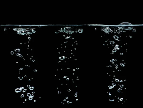Колекція Водяних Бульбашок Білого Кисневого Повітря Підводній Прозорій Рідині Бульбашками — стокове фото