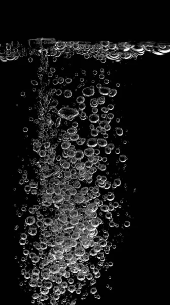 Bubble Soda Dan Udara Oksigen Putih Dalam Cairan Jernih Bawah — Stok Foto