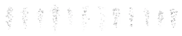 Establecer Burbuja Agua Oxígeno Negro Aire Líquido Transparente Bajo Agua —  Fotos de Stock