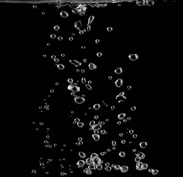 Gelembung Udara Oksigen Putih Dalam Air Cair Jernih Dengan Gelembung — Stok Foto
