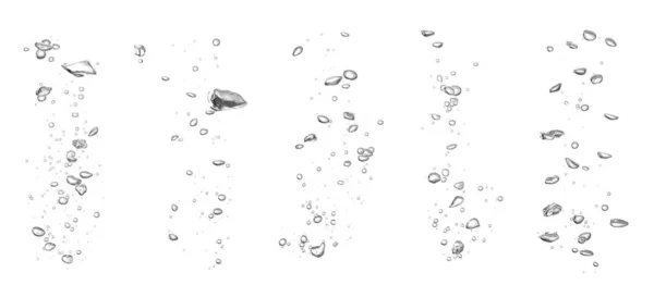 Collection Water Bubble Black Oxygen Air Underwater Clear Liquid Bubbles — Stock Photo, Image