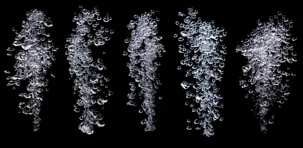 Mengumpulkan Air Gelembung Udara Oksigen Putih Dalam Cairan Jernih Bawah — Stok Foto