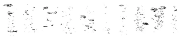 Establecer Burbuja Agua Oxígeno Negro Aire Líquido Transparente Bajo Agua —  Fotos de Stock