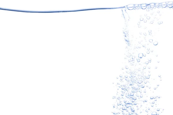Niebieskie Pęcherzyki Tlenu Pod Wodą Przezroczysty Płyn Bąbelkami Płynącymi Powierzchni — Zdjęcie stockowe