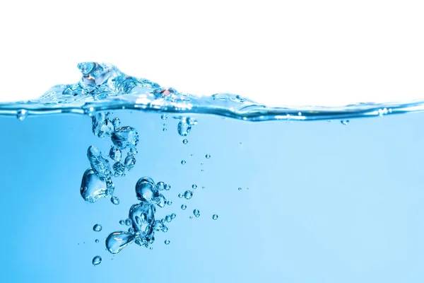 Versando Fatto Una Spruzzata Onde Blu Sotto Acqua Bolle Che — Foto Stock