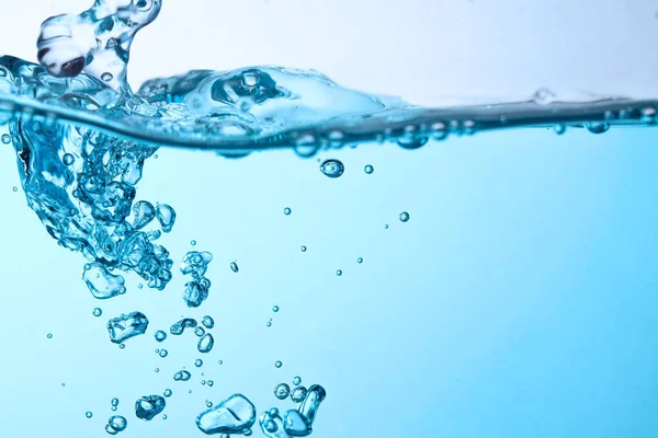 Versando Fatto Una Spruzzata Onde Blu Sotto Acqua Bolle Che — Foto Stock