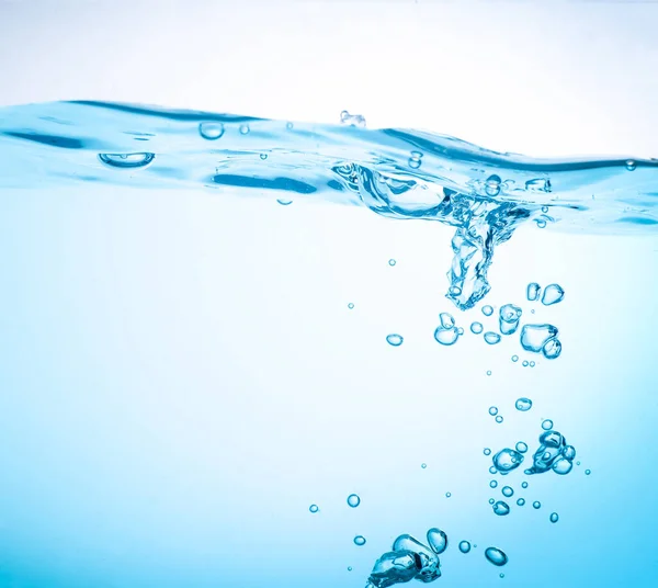 Fluxo Água Cria Respingo Ondas Azuis Subaquáticas Bolhas Fluem Naturalmente — Fotografia de Stock