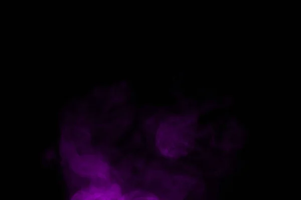 Close Floating Purple Steam Smoke Spray Isolated Black Background — Stock Photo, Image