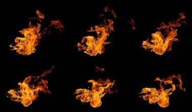 Siyah arka planda yangın çıkardı. Hareket tasarımı, patlama etkisi, sinematik patlama sahneleri, meşaledeki ısı enerjisi kavramları. Isı dokusu, ızgarada yanar. Gece alevler yanıyor, ateş cızırdıyor