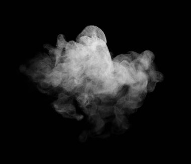 Beyaz duman veya toz bulutu siyah arka planda izole, soyut tasarım için mükemmel dramatik atmosfer, fotoğraf düzenleme, özel efektler, reklamcılık ve yüksek çözünürlüklü yaratıcı dijital sanat eserleri.