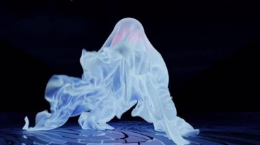 Geceleri bir hayaletin 3 boyutlu animasyonu.