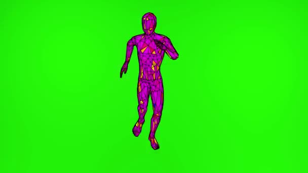 Animation Character Running Green Screen — Stock Video