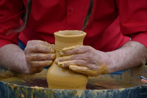 Master Class Potter Wheel Master Makes Vehouse Clay Street Day — Φωτογραφία Αρχείου