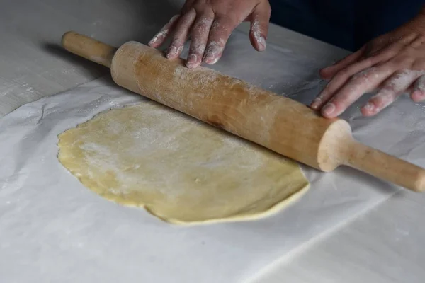 Instructions Making Puff Napoleon Cake Home Step Five Roll Cold — Foto Stock